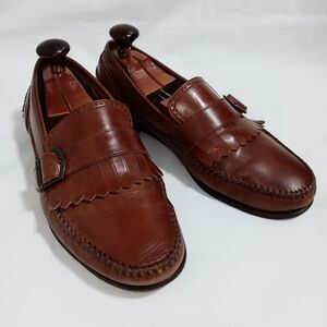 Bass Vintage Mens Foxtail Loafer 10.5 Slip On Brown Leather Dress Shoes Brazil